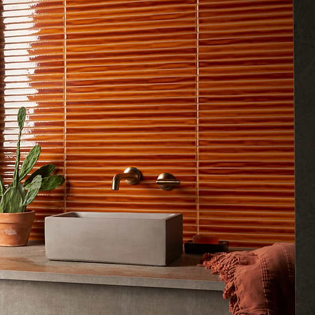 Kanbina Honey Brown 5x18 Crackled Glossy Ceramic Mosaic Tile