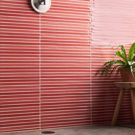 Kanbina Wild Coralito Pink 5x18 Crackled Glossy Ceramic Mosaic Tile