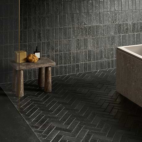 Brixon Charcoal Gray 1.5x4 Herringbone Matte Porcelain Mosaic Tile