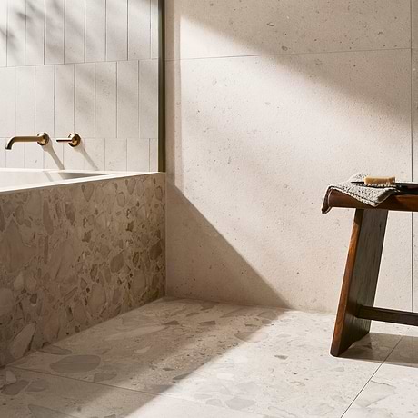 Piccoli Petite Sand Beige 4x12 Terrazzo Look Matte Porcelain Tile