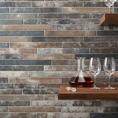 English Brick Industrial Red  Mix 2x18 Matte Porcelain Tile