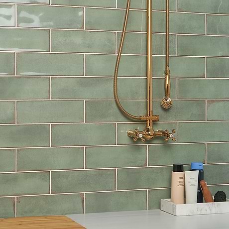 Los Lunas Green 4x12 Polished Ceramic Subway Tile