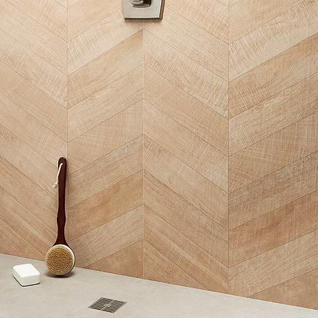 Kenridge Chevron Maple Brown 24x48 Wood Look Matte Porcelain Tile