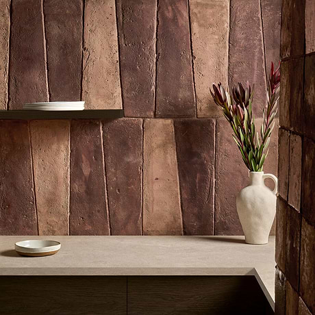 Opera Terracotta Canyon 6x18 Trapezoid Matte Terracotta Tile by Paula Purroy