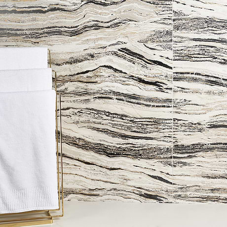 Lux Travertino Black & Gold 24x48 Artisan Decor Porcelain Tile