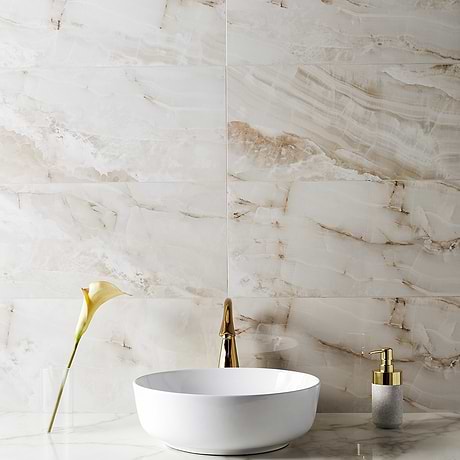 Basic Marble Onyx Beige 12x24 Polished Porcelain Tile
