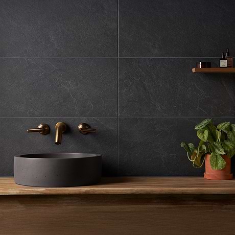 Era Charcoal Black 12x24 Limestone Look Matte Porcelain Tile
