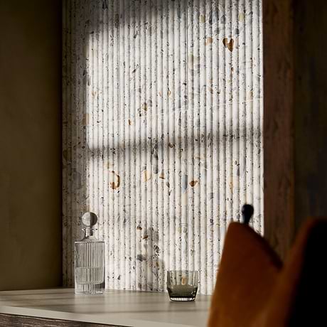 Terrazzo Italy Fluted Sacra Calacatta White 12x24 Honed Terrazzo Tile