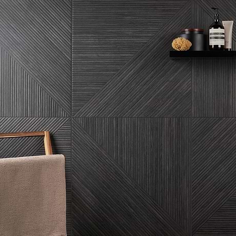 Enso Charcoal Black 24x48 Ribbed Matte Fluted Porcelain Wood Look Tile