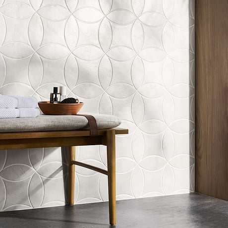 Raval White 3x8 Petal and 6x6 Kite Matte Porcelain Tile