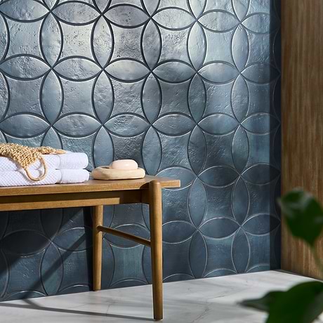 Raval Denim Blue 3x8 Petal and 6x6 Kite Matte Porcelain Tile