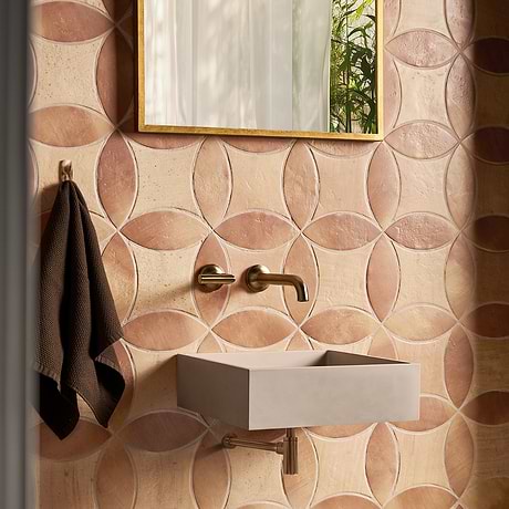 Raval Canyon Terracotta 3x8 Petal and Peach Terracotta 6x6 Kite Matte Porcelain Tile
