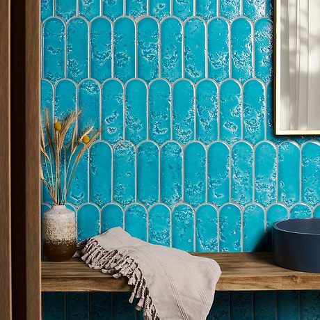 Corali Turquoise Blue 3x9 Textured Glossy Ceramic Tile
