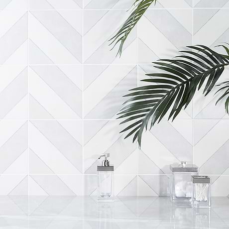 Auteur Chevron-Offset Ash Gray 9x9 Matte Porcelain Tile