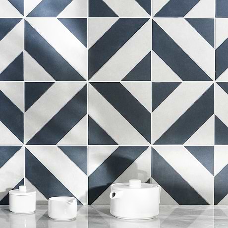 Auteur Kaleidoscope Navy Blue 9x9 Matte Porcelain Tile