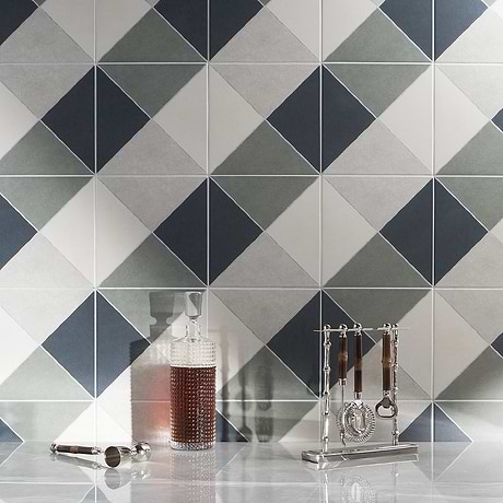 Auteur Plaid Navy Blue 9x9 Matte Porcelain Tile