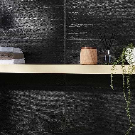 Rethink Decoro Leather Black 12x24 Textured Matte Porcelain Tile