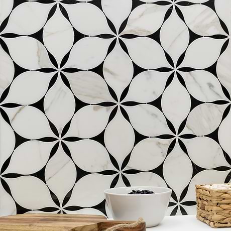 Evangeline Black & White Polished Marble Mosaic