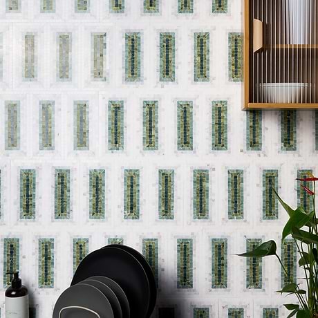 Ako Verde Green 4x9 Rectangle Marble Micro Mosaic Tile