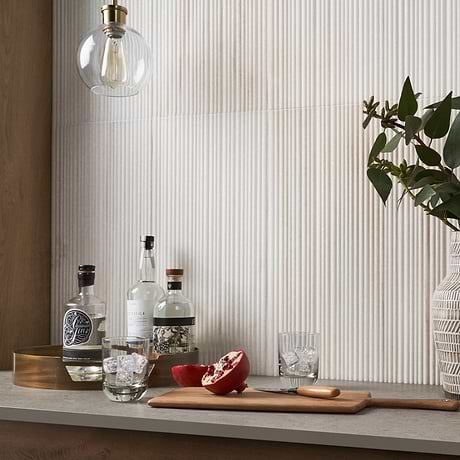 Waves Golden Valley White 12x24 Fluted 3D Honed Marble Tile