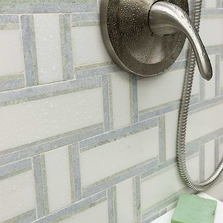Esplanade Meadow Light White Polished Marble Mosaic