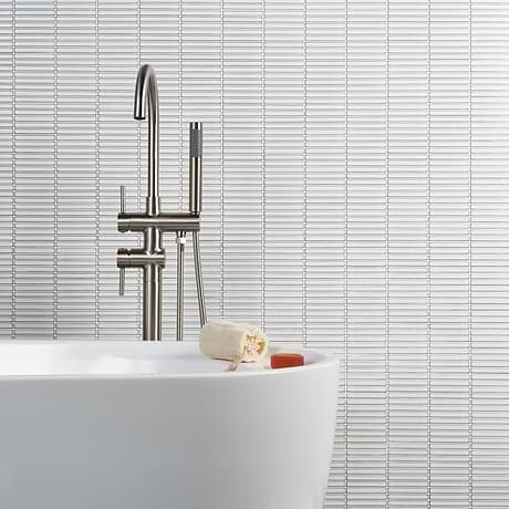 Kai Snow White 1x4" Tri-Stacked Glossy Porcelain Mosaic Tile