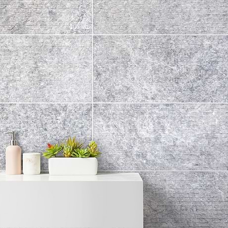 Tundra Gray Chiseled 12x24 Textured Limestone Tile