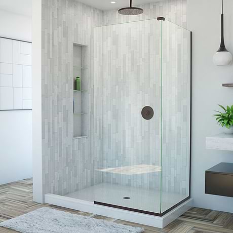 Linea 34x34x72" Reversible Double Adjacent Screen Enclosure with Clear Glass in Oil Rubbed Bronze by DreamLine