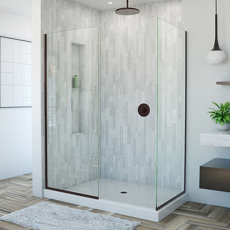 Linea 34x34x72" Reversible Double Separate Screen Enclosure with Clear Glass in Oil Rubbed Bronze by DreamLine