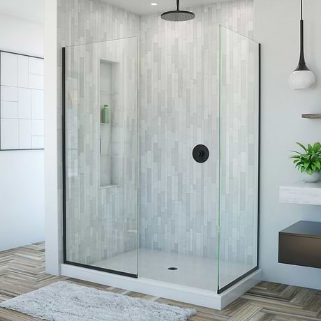 Linea 30x34x72" Reversible Double Separate Screen Enclosure with Clear Glass in Satin Black by DreamLine