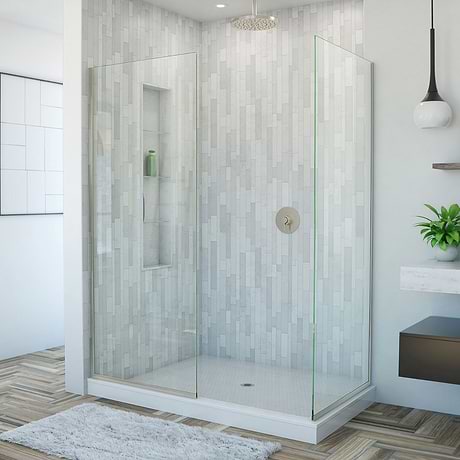 Linea 30x34x72" Reversible Double Separate Screen Enclosure with Clear Glass in Brushed Nickel by DreamLine
