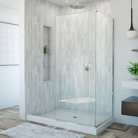 Linea 30x34x72" Reversible Double Adjacent Screen Enclosure with Clear Glass in Chrome by DreamLine