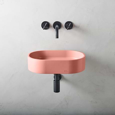 Parro Mousse Pink 18" Concrete Oval Floating Sink by mudd.concrete