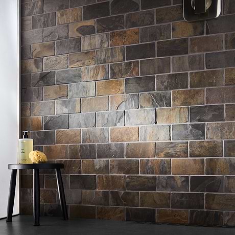California Gold Gold 3x6 Tumbled Slate Tile