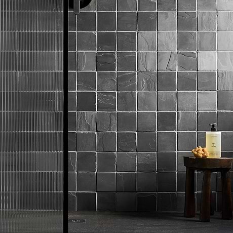 India Black Black 4x4 Tumbled Slate Tile