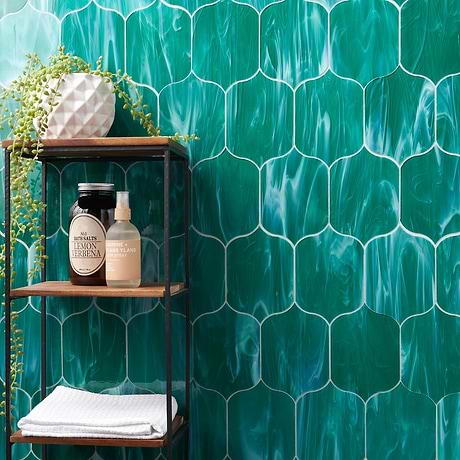 Bespoke Jade Green 4x6 Lantern Polished Glass Mosaic