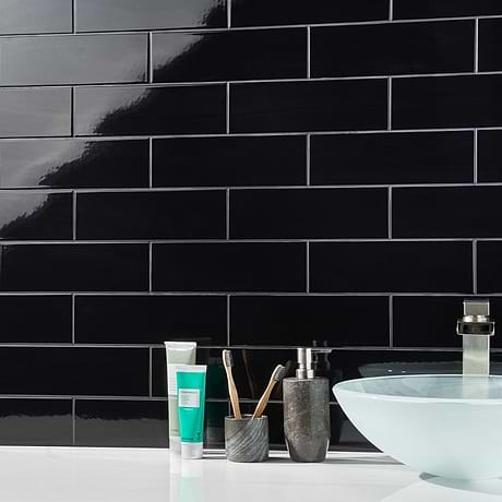 Park Hill Black 4x12 Polished Porcelain Subway Tile