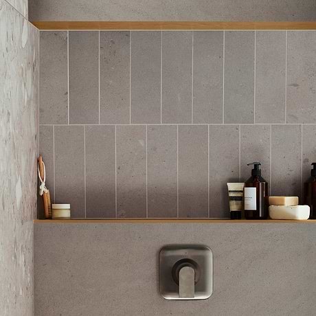 Piccoli Petite Taupe Gray 36x36 Terrazzo Look Matte Porcelain Tile