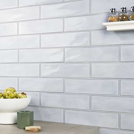 Artblock Azure Light Blue 4x16 Glossy Porcelain Tile by Stacy Garcia
