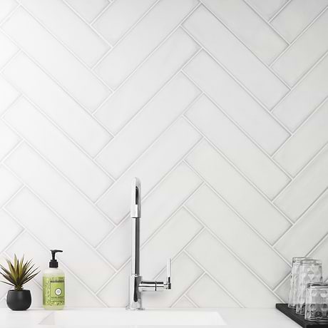 Artblock Bianco White 4x16 Matte Porcelain Tile by Stacy Garcia