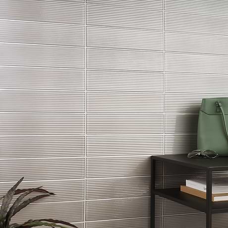  ArtBlock Fluted Grigio 4x16 Glossy Porcelain Tile by Stacy Garcia
