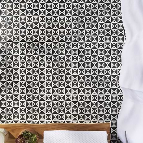 B2W Black & White Angle Negative 8x8 Matte Porcelain Tile