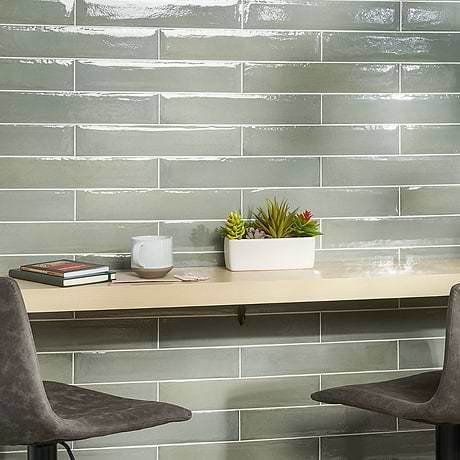 Paint Verde Green 3x16 Polished Porcelain Subway Tile