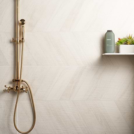 Kenridge Chevron White 24x48 Wood Look Matte Porcelain Tile