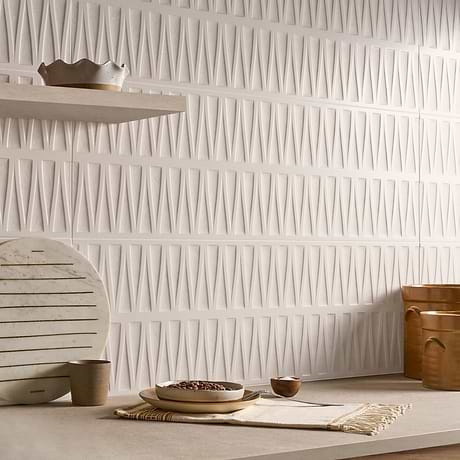 Terramay Deco White 12x36 3D Mixed Finish Ceramic Tile