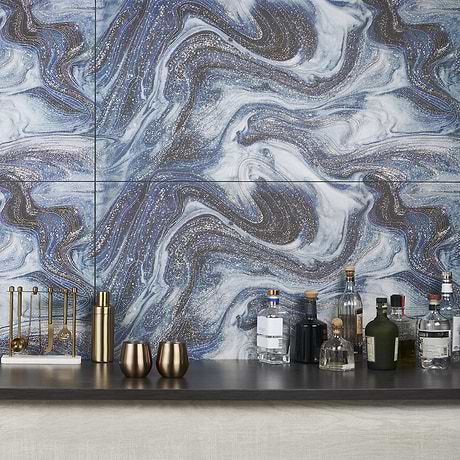 Australis Blue Deco 24x48 Polished Porcelain Tile by Paula Purroy