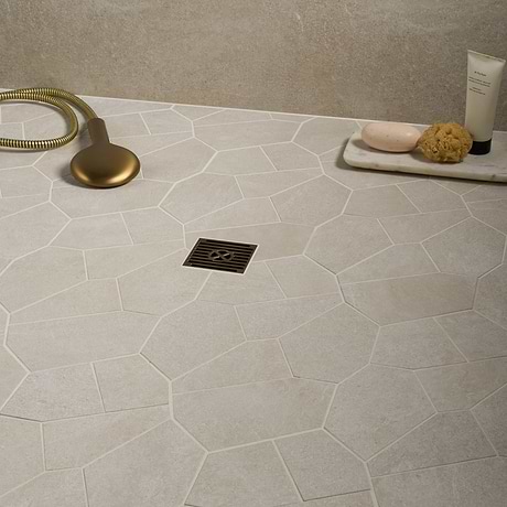Era Crema Beige Organic Pattern Limestone Look Matte Porcelain Mosaic Tile