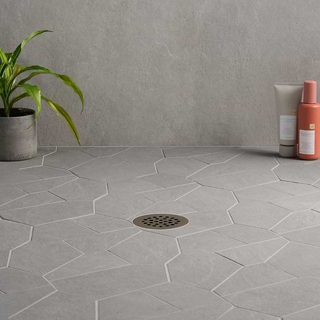 Era Silver Gray Organic Pattern Limestone Look Matte Porcelain Mosaic Tile