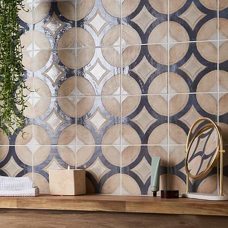 Mediterra Circles Terra Cream 8x8 Matte Porcelain Tile by Angela Harris
