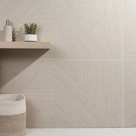 Enso Ash Beige 24x48 Ribbed Matte Fluted Porcelain Tile